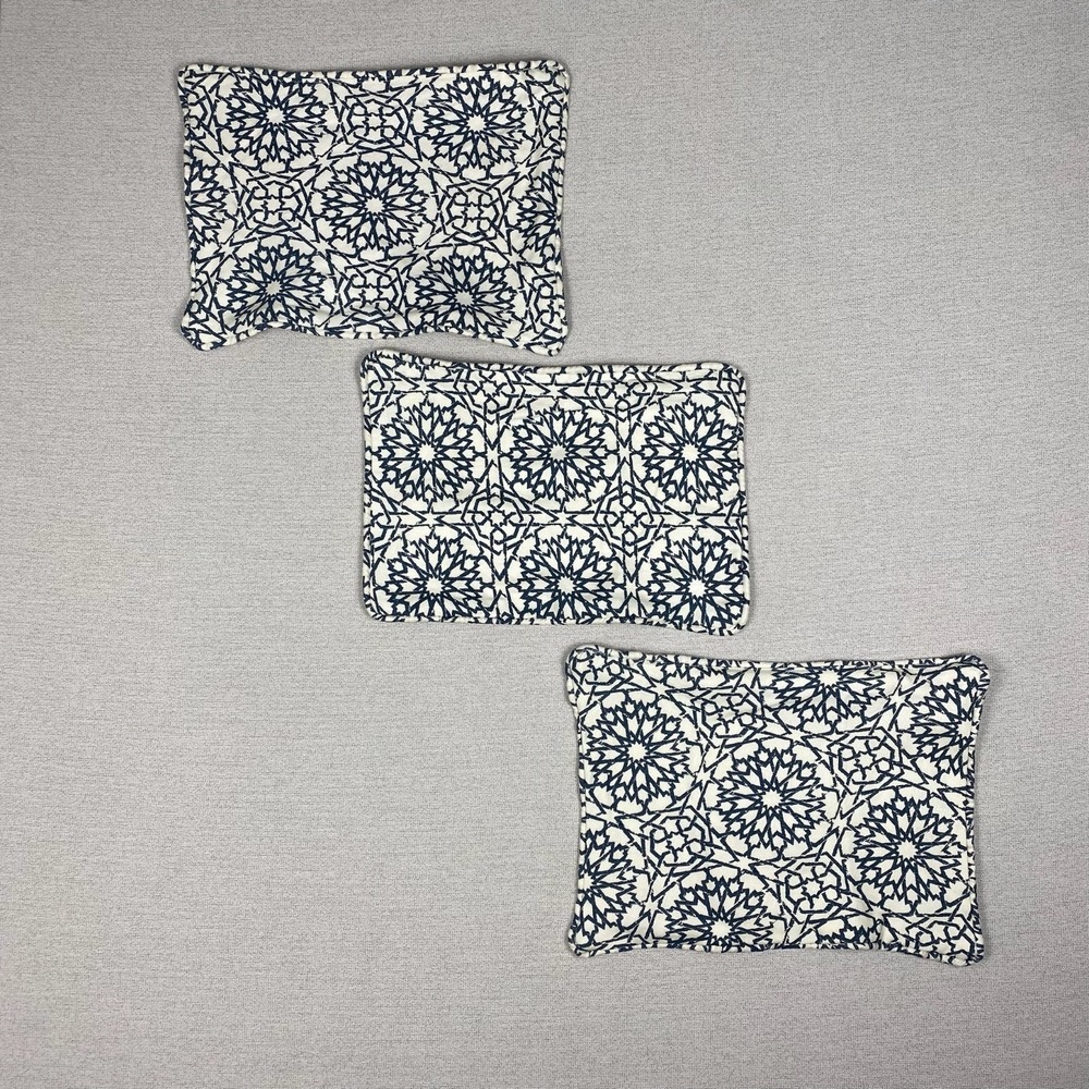 Block Print Sham SET of 3 Shams Mediterranean Starburst Medallion Print 12x16